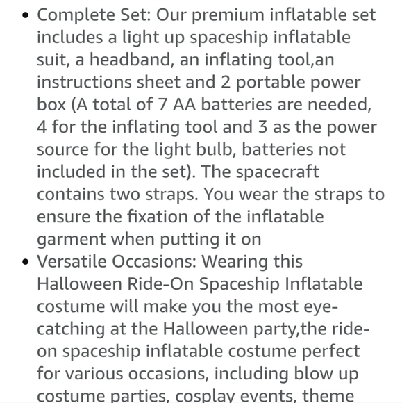 Light Up Spaceship Inflatable Halloween Costume Child Size Age 7-10yrs New - Picture 3 of 6